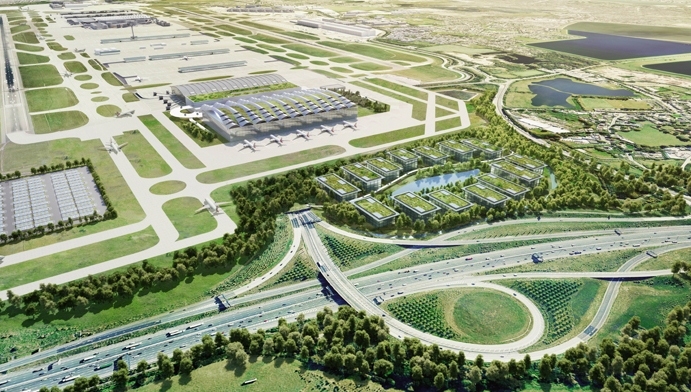An artist's impression of Heathrow Airport after the development of the third runway